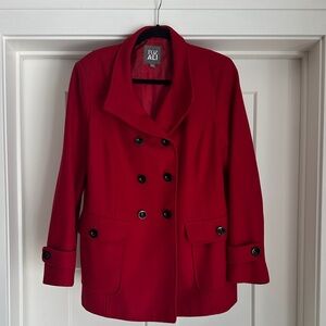 Roz & Ali Women's Red Pea Coat